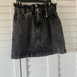 Dynamite, high waisted, paper bag, black denim skirt. Size M
